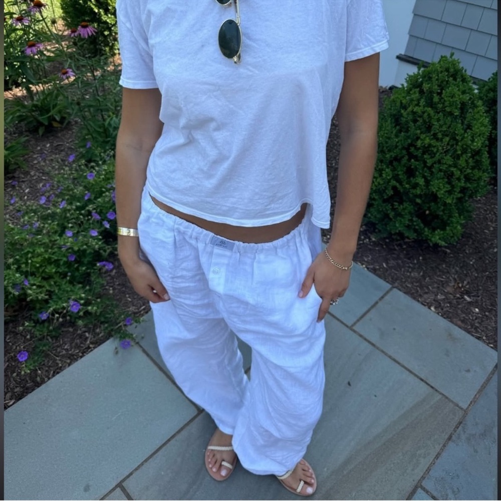 Parke white linen boxer oants